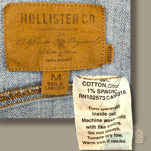 Hollister Light Wash Denim Jacket Women’s Medium Button Front Classic Fit - Picture 6 of 7